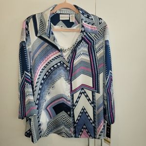 Alfred Dunner 2-in-1 Layered Embellished Blouse. Size 14